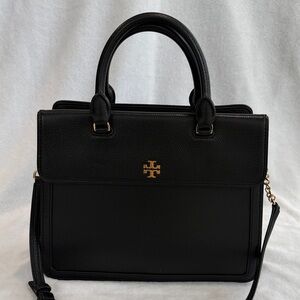 Tory Burch Black Satchel with Gold Accents